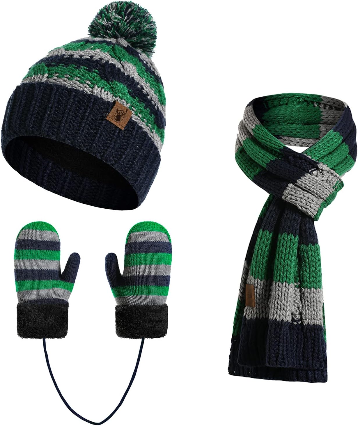 Enfants Bonnet Tricoté Écharpe Gants d'hiver Tour De Cou avec