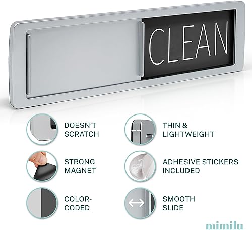 Miniatura 4 de Stackd - Imán para lavavajillas con texto en inglés "Clean Dirty", fácil de leer y deslizar, indicador magnético fuerte sin arañazos con adhesivos