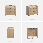 SICOTAS Tables de chevet Rattan 2 Table de chevet - Maison de nuit avec station de recharge de type C, 2 Stockage des tiroirs - Boho stands de nuit Table de fin pour bureau de chambre - Chêne léger