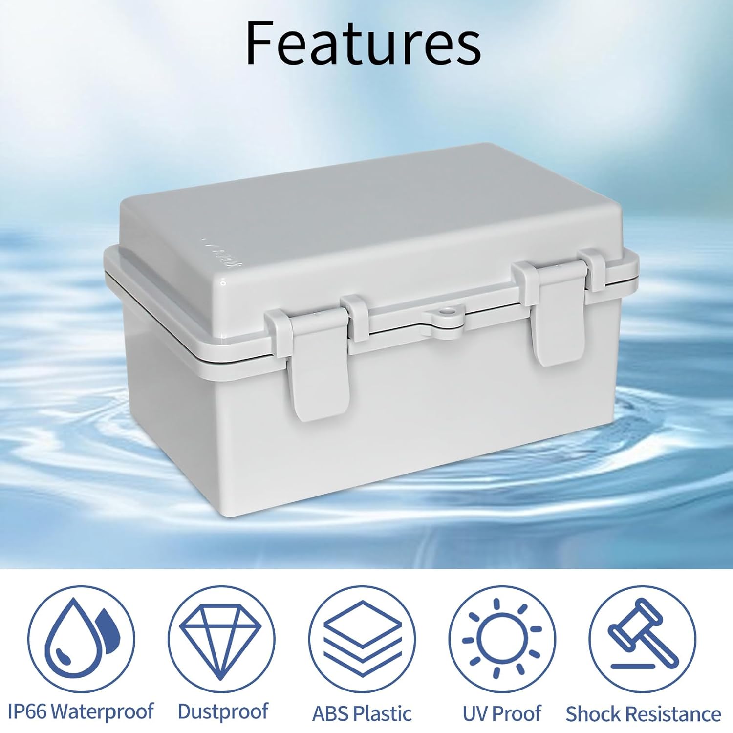 Outdoor Electrical Box Universal ABS Waterproof Junction Box, IP66 Dustproof Outdoor Electrical Box, Durable DIY Enclosure for Wiring Connection and Protection (8.2"x5.1"x4.3")