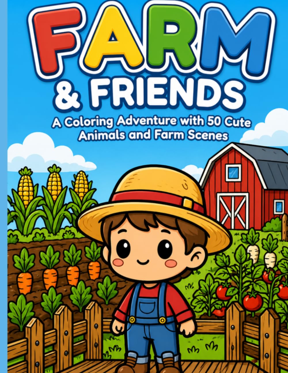 Farm & Friends: A Coloring Adventure with 50 Cute Animals and Farm Scenes