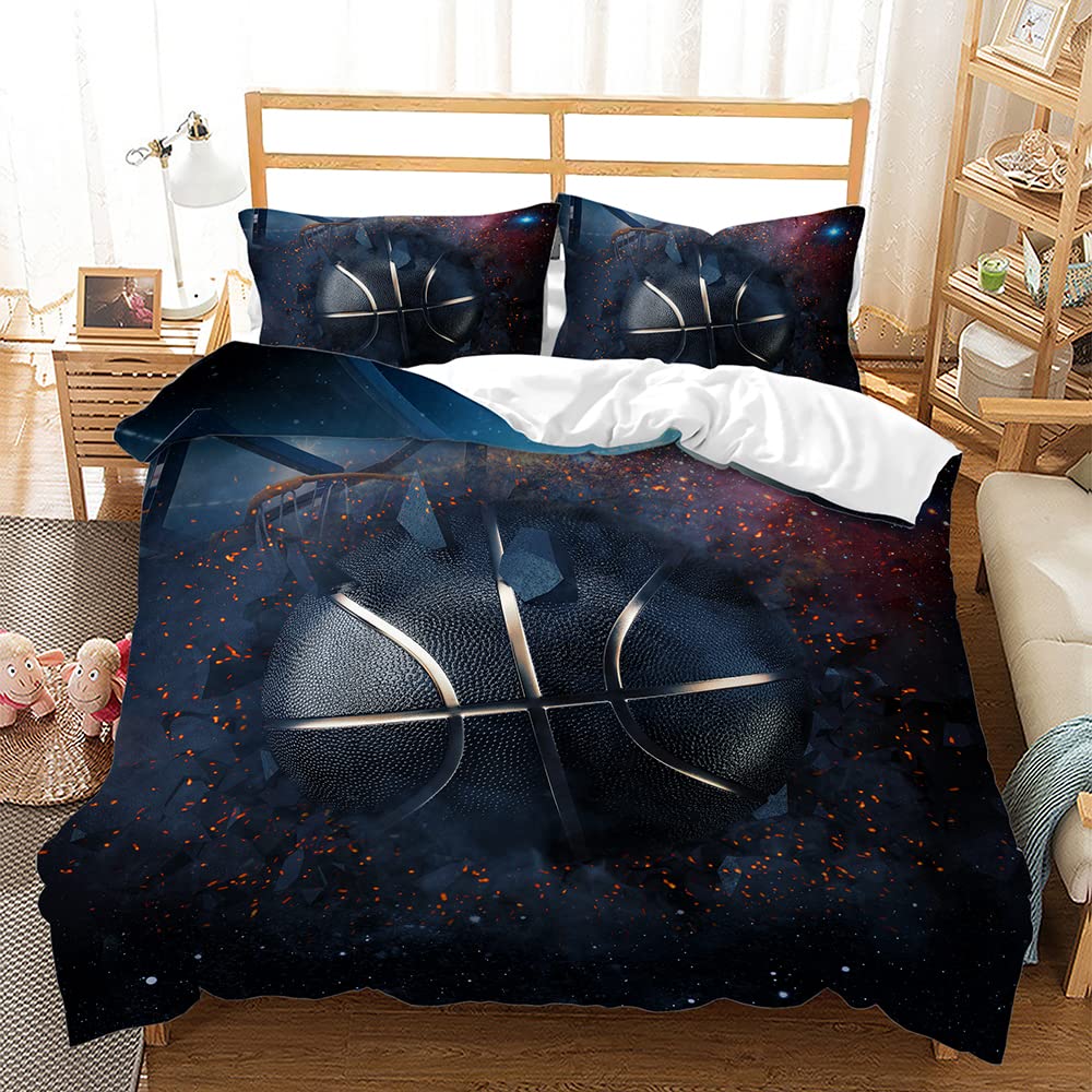 Housse de couette 200x200 basketball noir de qualité supérieure avec impression haute définition