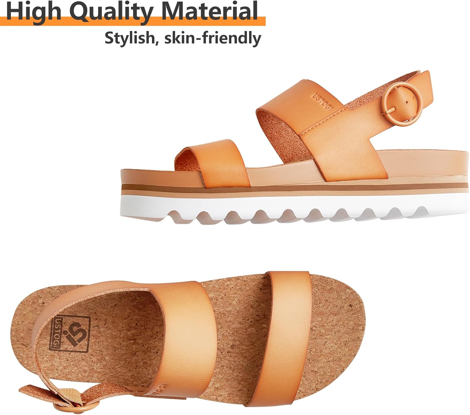 Women's Platform Sandals Arch Support Beach Slides for Woman Orthotic Summer Causal Cork Footbed Adjustable Buckle Elastic Band Cushion Cute Flatform sandalias de mujer - Image 3