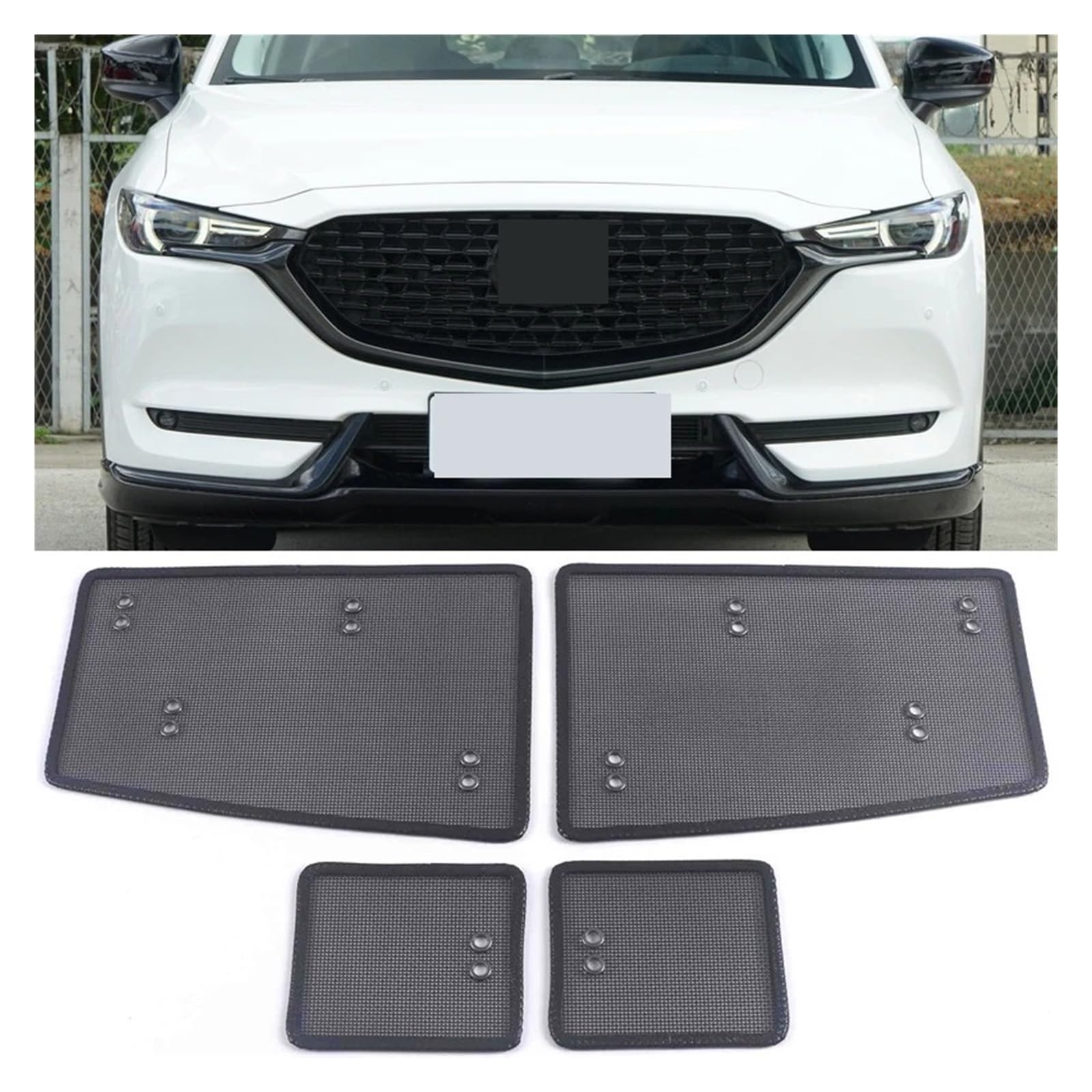 Shuogoufeng Store Zewnętrzny grill samochodu Przedni grill Siatka chroniąca przed owadami Osłona netto kompatybilna z Ma*zdą CX-5 2017-2022 Osłony wentylatora(2021)