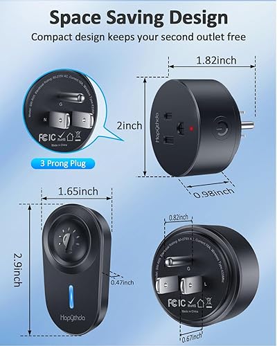 Vista 3 de Toma de control remoto, 15 A/1500 W, kit de interruptores de luz remotos de rango RF de 500 pies, sin necesidad de cableado, toma remota inalámbrica