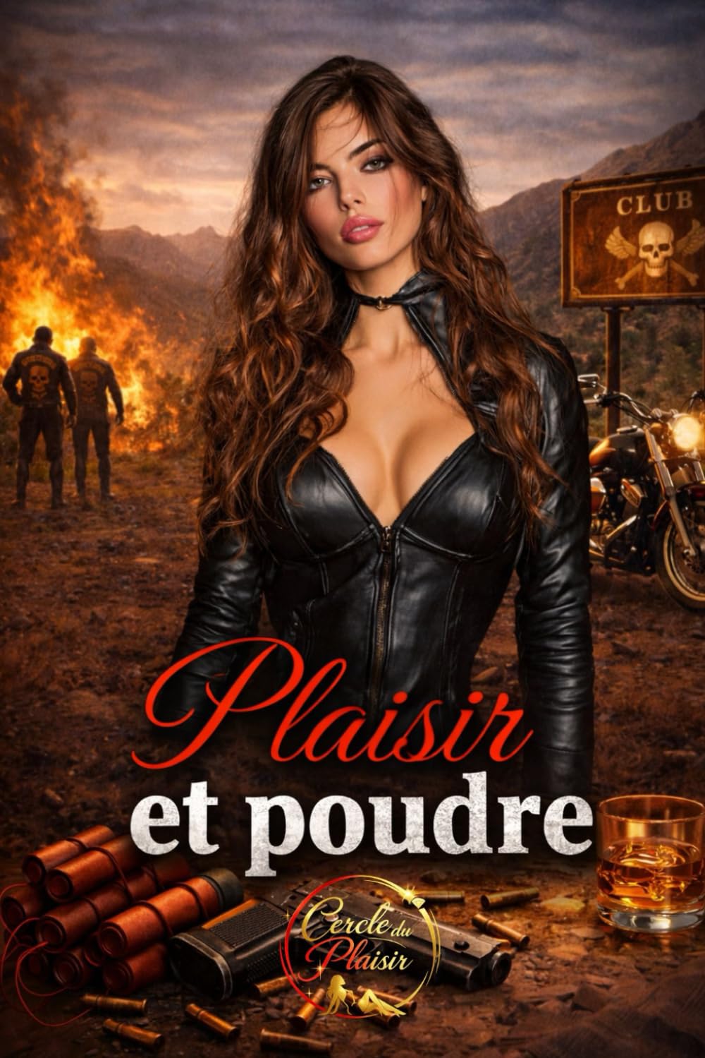 Plaisir et Poudre: Roman érotique de dark romance dans un club de motards : trois hommes, une femme et un désir qui brûle entre armes et loyautés