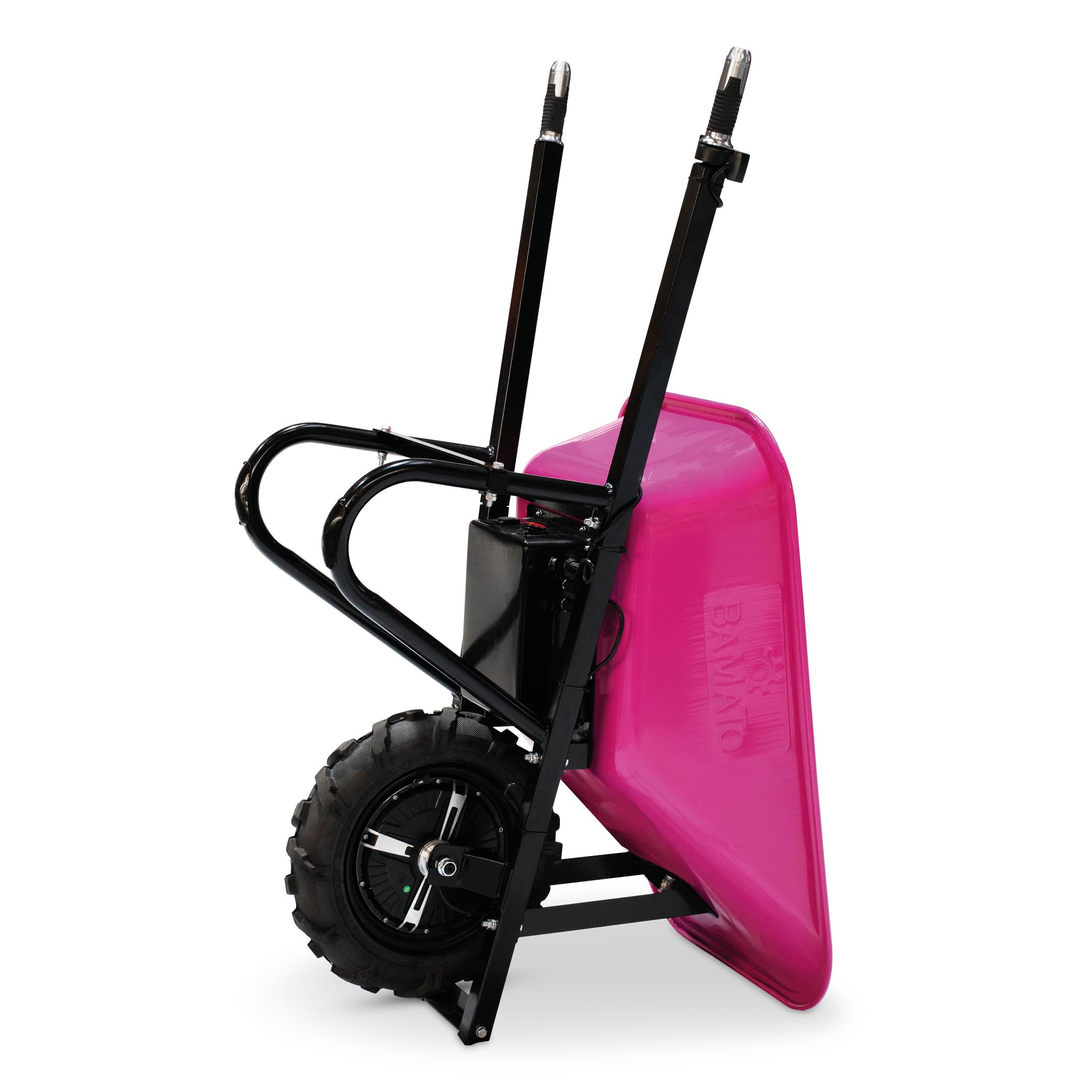 BAMATO Elektro-Schubkarre MTR-155 Pink Edition 150kg 75L Muldenschubkarre | Elektrische Muldenschubkarre mit 150kg Traglast | Stufenlos regelbar bis 6 km/h | Robustes 75L Volumen in stylischem Pink