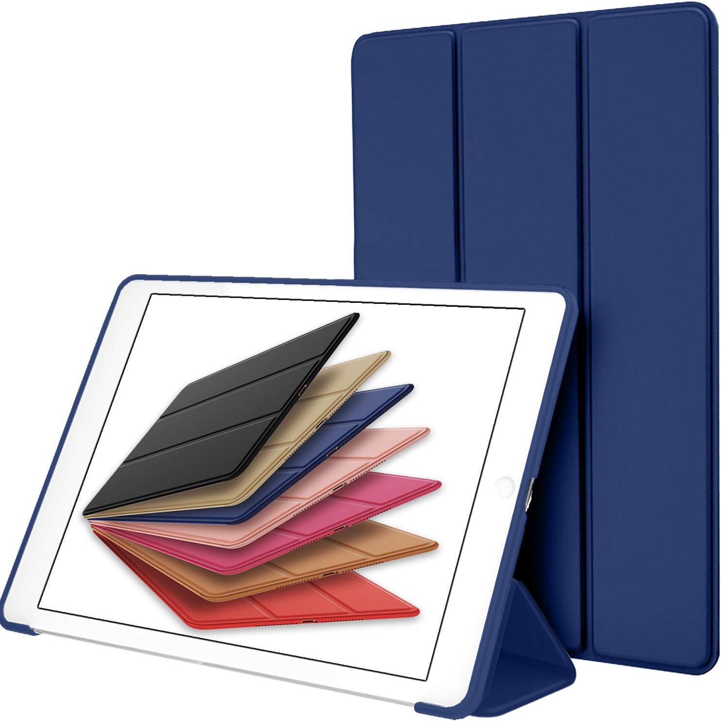 DuraSafe Cases for iPad PRO 9.7iPad 5th 6th Gen Air 1st 2nd Generation [iPad 5 6 Air 1 2 ] 9.7 Inch A1893 A1822 A1566 Magnetic Dual Angle Stand Cover with Durable Shock Proof Back - Navy Blue