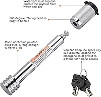 Vista 3 de CZC AUTO Cerradura de Enganche de Remolque 58" Diá., Pasador de Enganche con Cerradura 4" Súper Extra Largo Recubierto de Cromo con Llaves