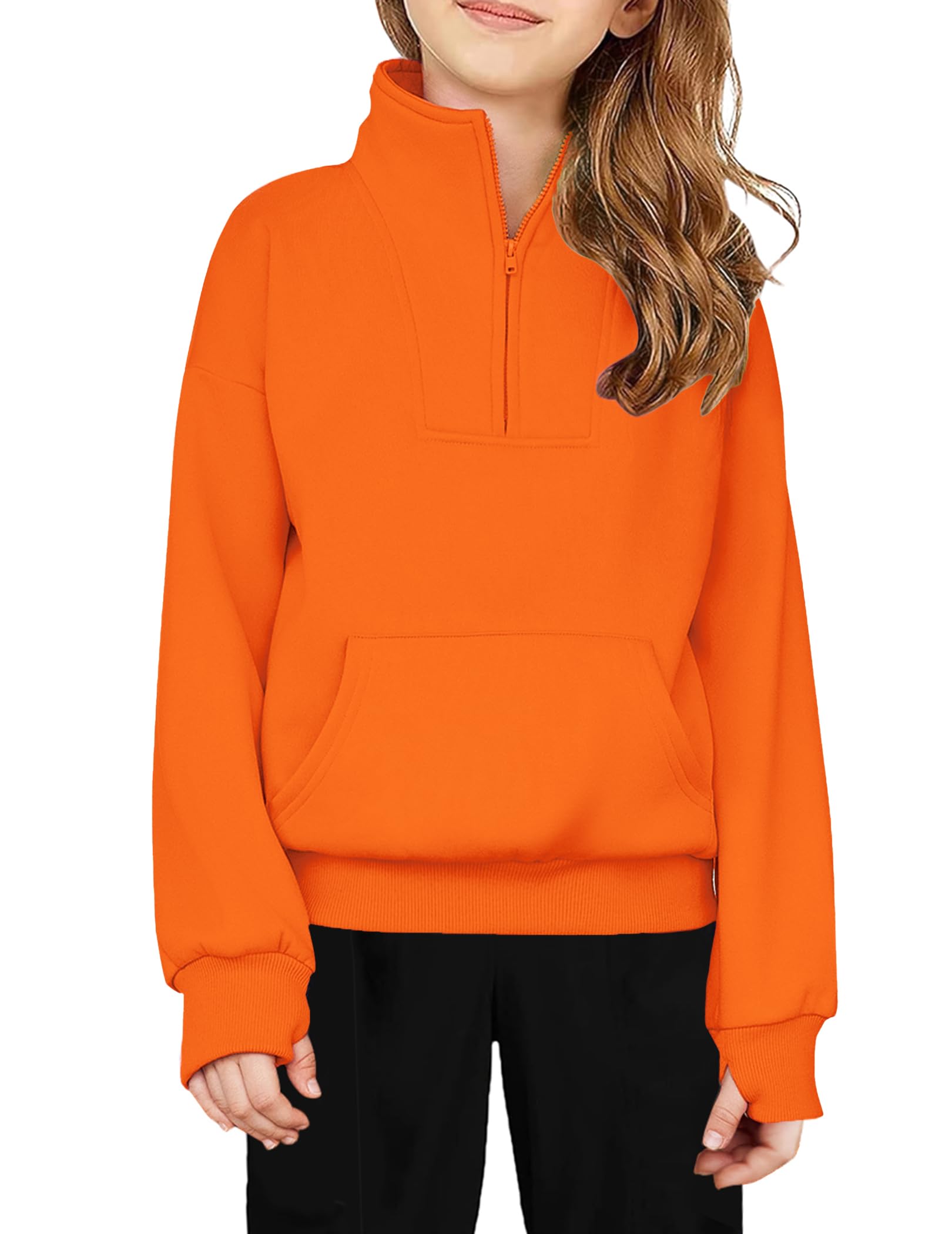 Arshiner Girls Half Zip Sweatshirt Fleece Quarter Zip Pullover Sweatshirts