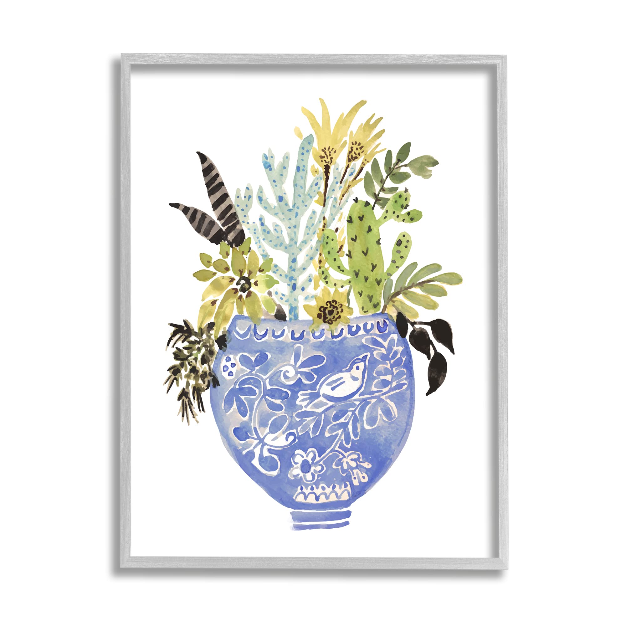 Stupell Industries Whimsical Botanicals Ornate Planter Framed Giclee Art, Design by Karen Fields