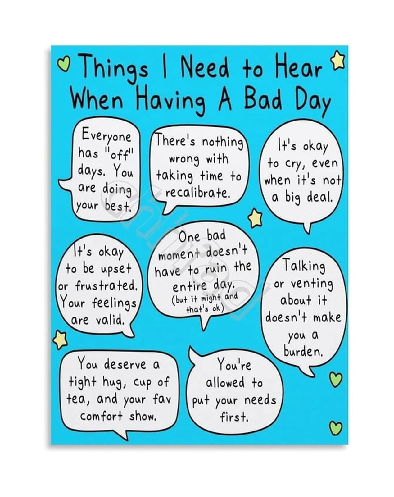 Affirmations Poster Things I Need to Hear Encouraging Wall-Art Canvas Print for Home Office Bedroom Living Room(Unframed,08x12inch(20x30cm))