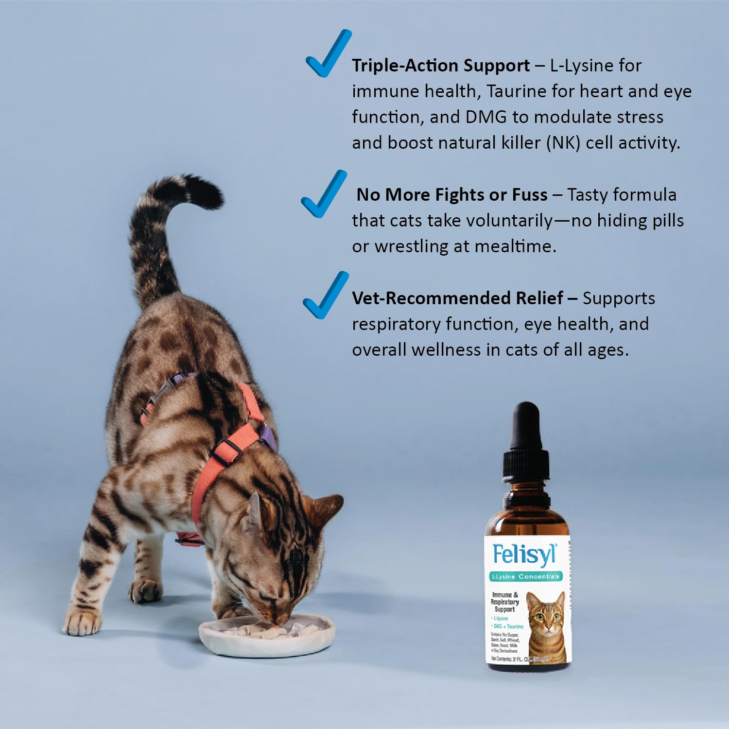 Felisyl L-Lysine for Cats, Feline Immune Support Liquid Concentrate, Chicken Flavor, Supports Immune System & Respiratory Health, Made in USA, 2 fl oz — Amazon image 8