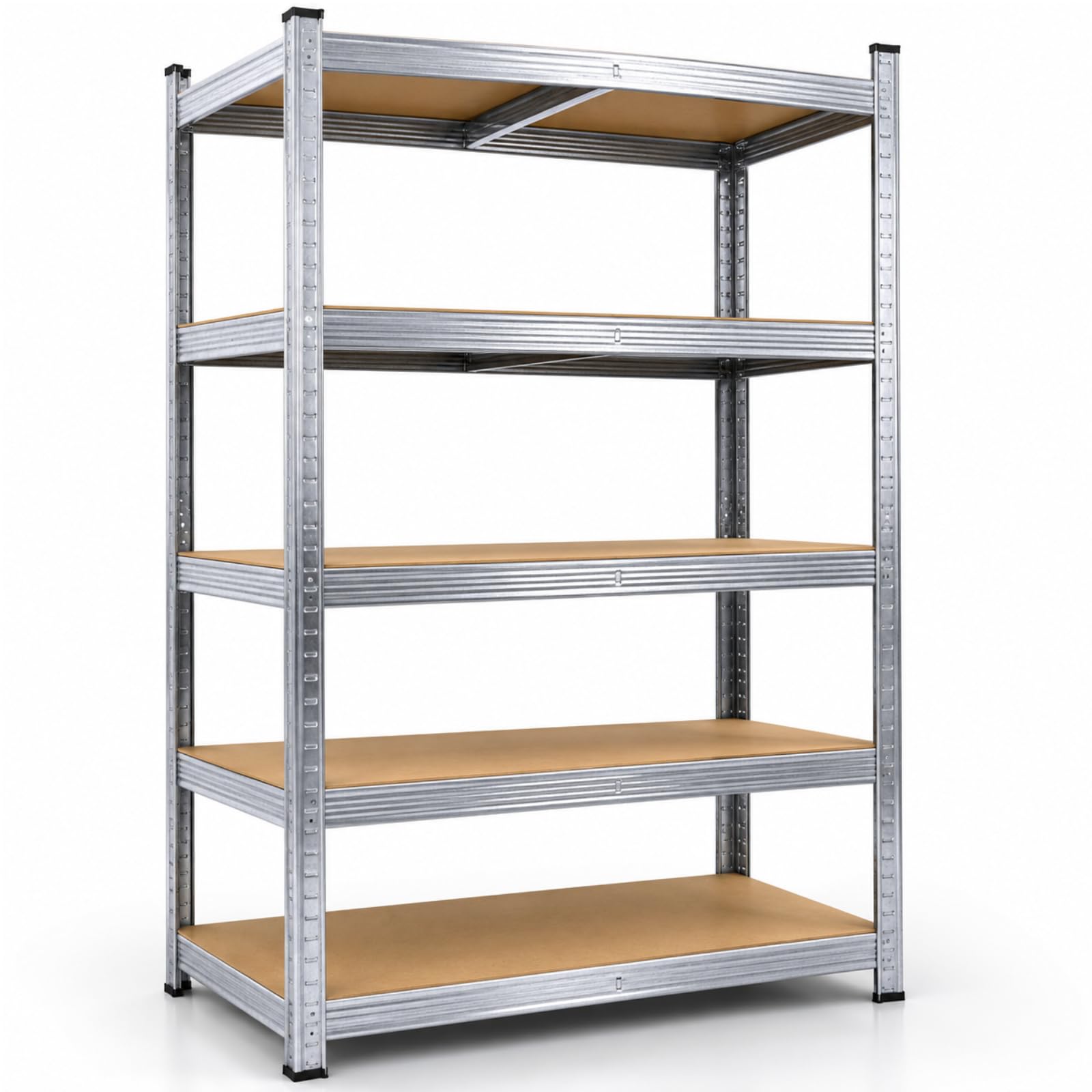 HAGO 24 scaffali per carichi pesanti, 180 x 90 x 40 cm, argento, scaffale da officina, MDF in metallo zincato, regolabile in altezza, sistema a incastro, 5 ripiani