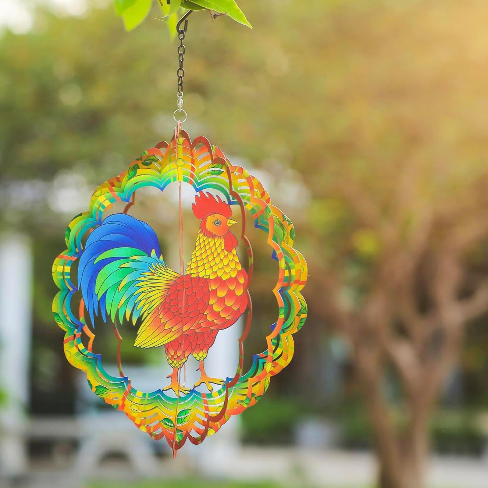 Scultura in metallo 3D Arte cinetica Girandola a vento Ornamento da appendere per giardino esterno Mandala Campanelli Spinner Cortile Decorazione per interni Regalo  15