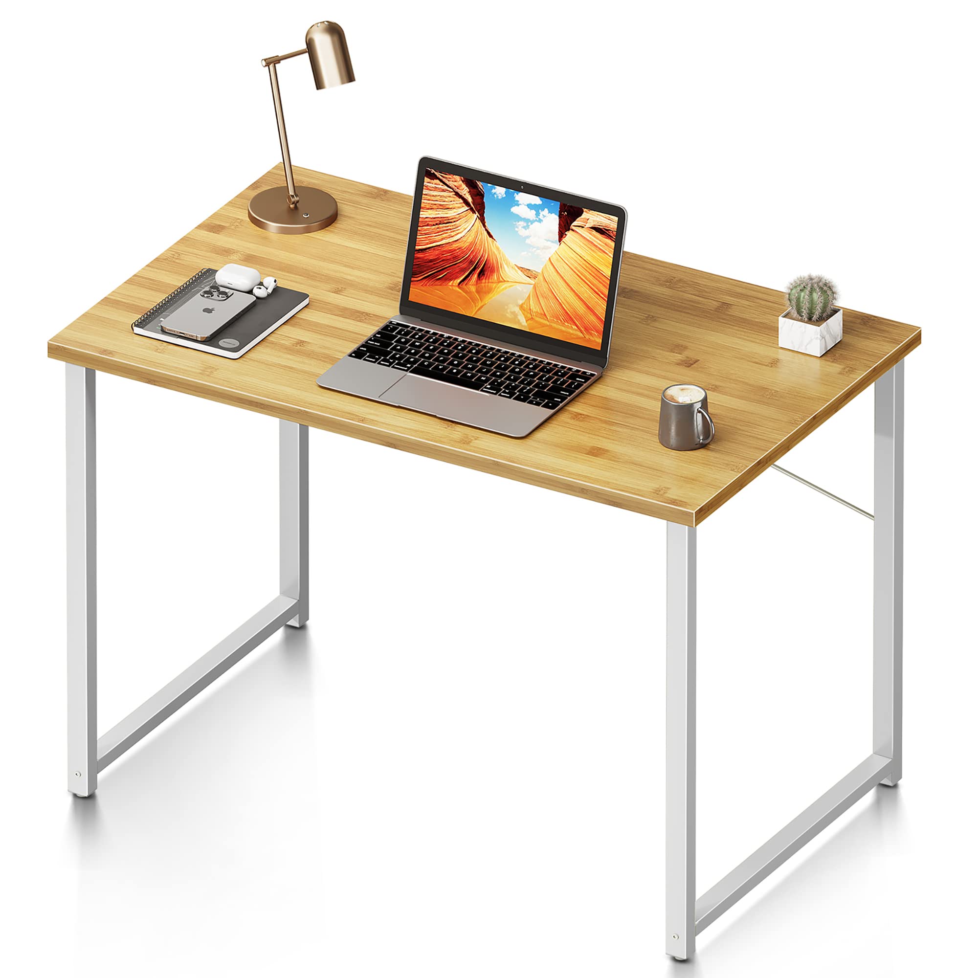 Coleshome 31 Inch Computer Desk, Modern Simple Style Desk for Home Office, Study Student Writing Desk,Bamboo