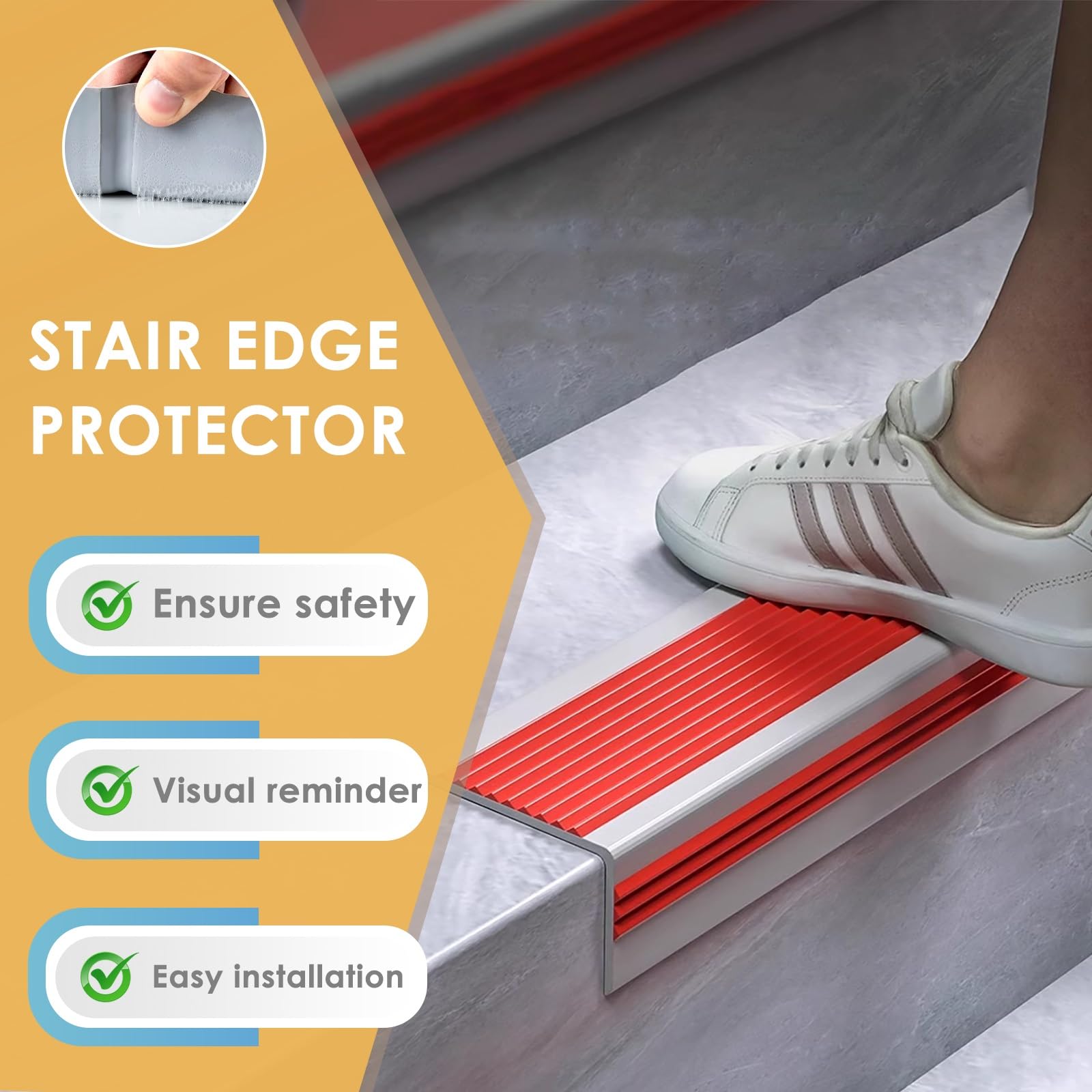 Salva Escalones Con Cantoneras Adhesivas Y Zócalo Escaleras, Tiras Antideslizantes Para Peldaños Autoadhesivas En Forma De L, Tiras Protectoras Interiores Exteriores, Borde Perfil Escalera