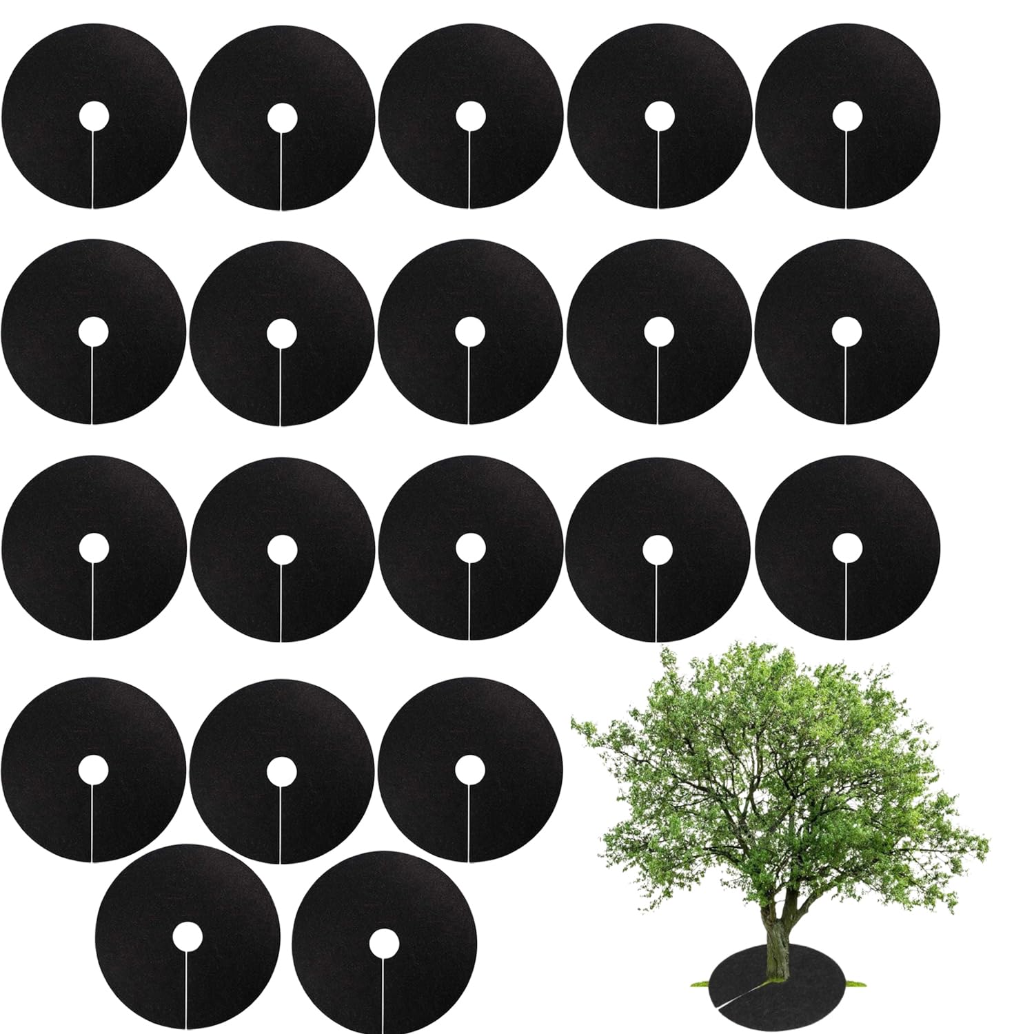 20 Pezzi Anello di Protezione per Pacciamatura, Anelli Pacciamatura Anti Erbacce, Anello di Pacciamatura per Alberi, Riutilizzabili, per Protezione delle Radici Contro Le Erbacce