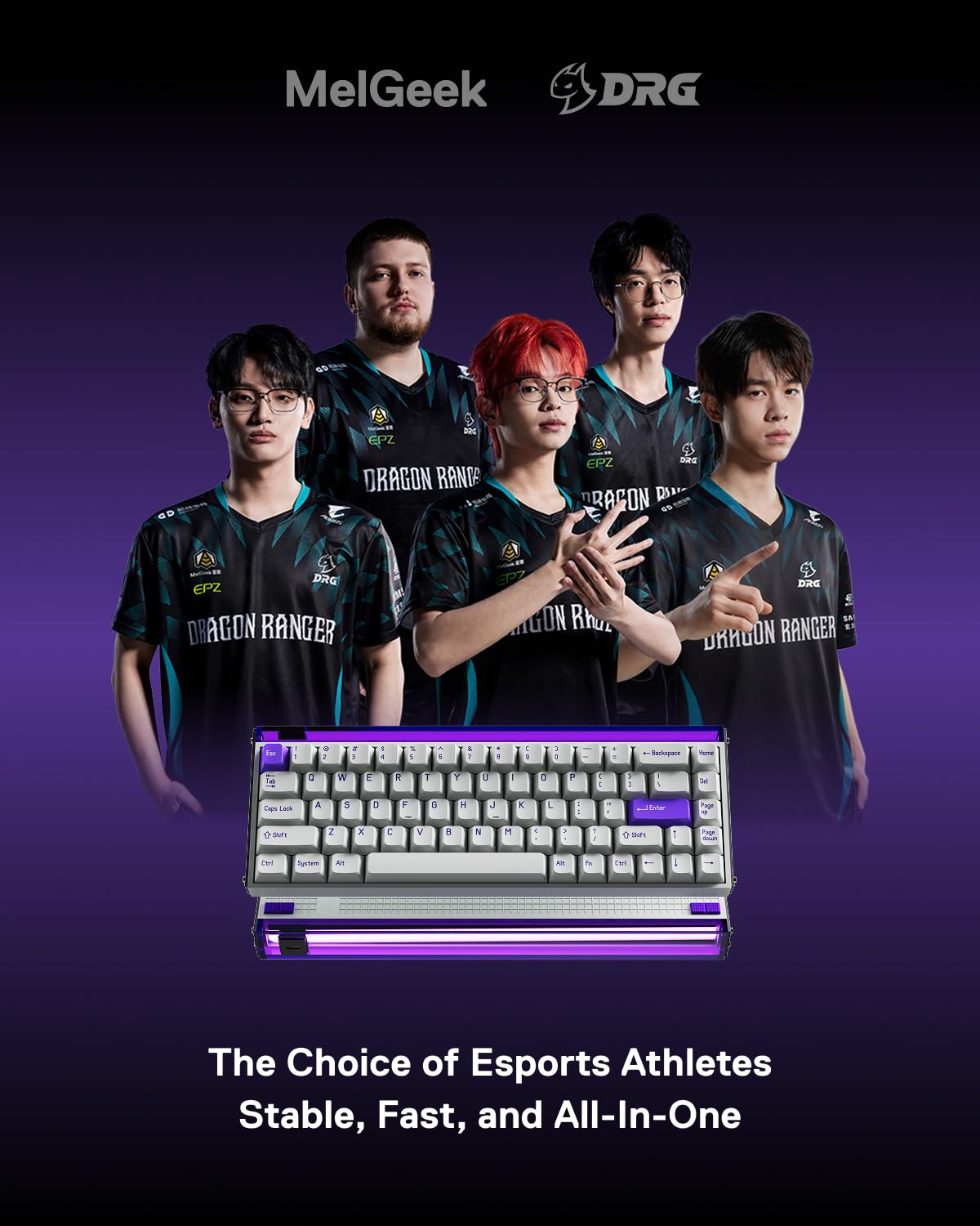 MelGeek MADE68 Air Wired Keyboard, Hall Effect Magnetic Switch Low-Profile Gaming Keyboard, 65% Compact Rapid Trigger, Hot-Swappable, RGB Snap Tap & Adjustable Actuation, Online HIVE Custom (różowa)