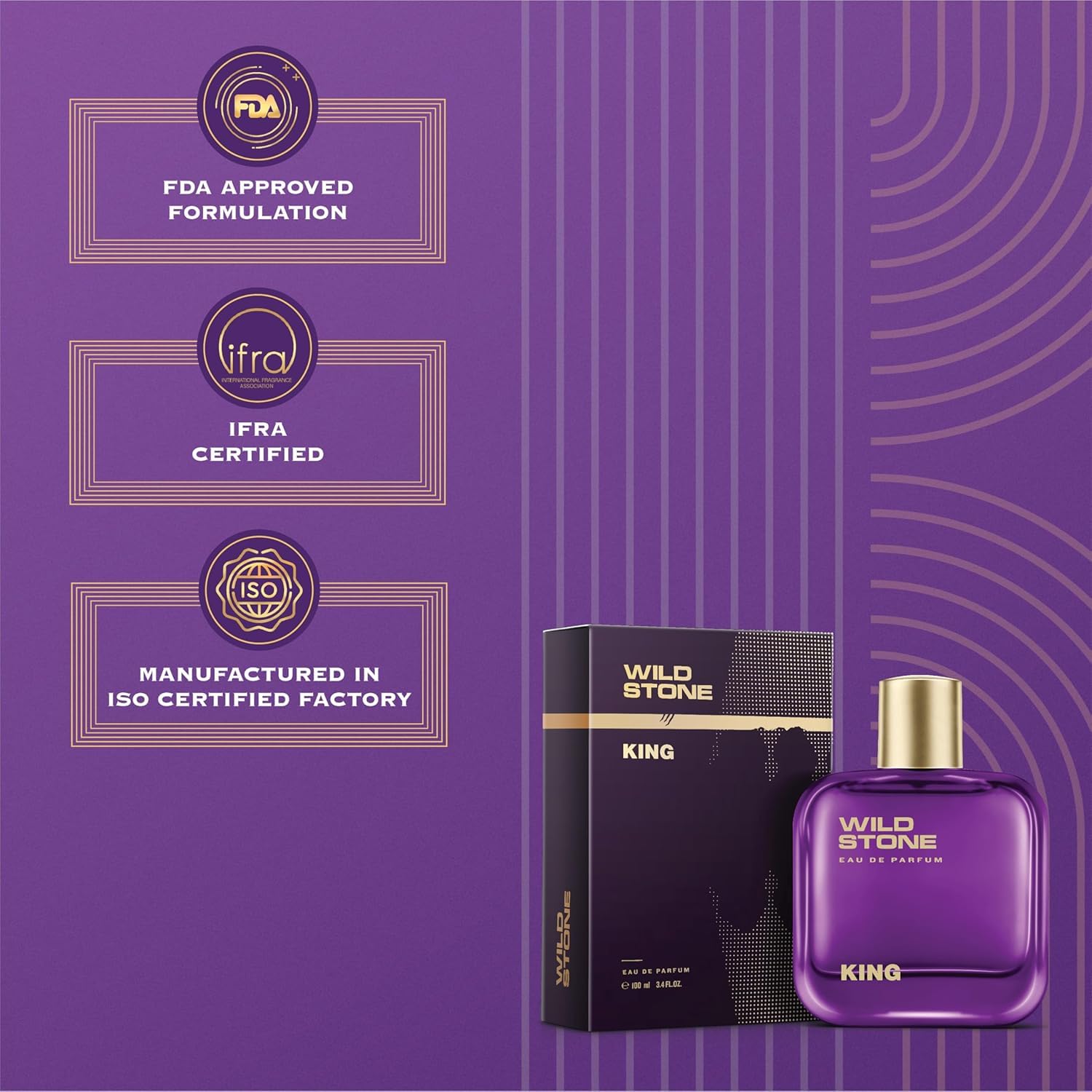 Wild Stone King Perfume for Men, 100ml| Luxury Eau De Parfum | Long-Lasting Fragrance | Best Gift for Him l Premium Perfume for Men l Infused with Woody & Oriental Notes 3