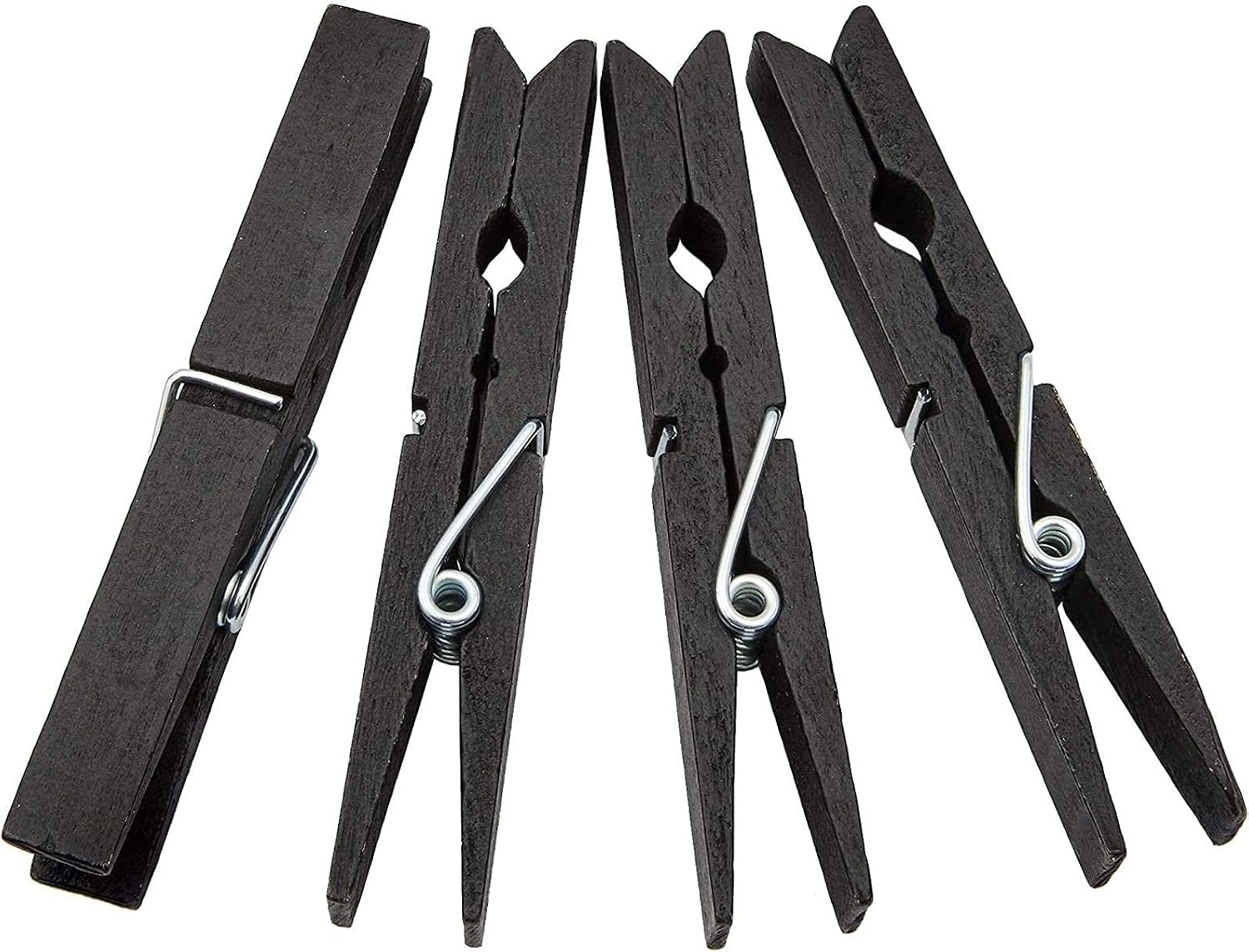 Juvale Wooden Clothespins - Indoor Laundry Hanging & Laundry Clips - Wooden Clothes Pins for Crafts & Photo Clips - Strong Spring Grip & Mini Clothespins - Pack of 100, 4 in, Black
