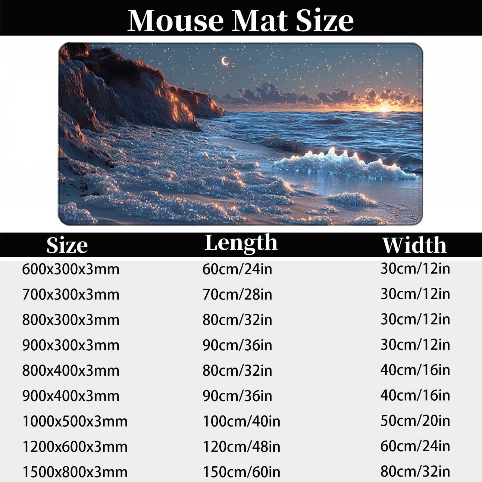 Biała podkładka pod mysz XXL 1200 x 600 mm, wodoodporna podkładka pod mysz plaża wzór szyte krawędzie design akcesoria biurowe antypoślizgowa gumowa podstawa powierzchnia dla graczy, biurko -hjw2506WQ