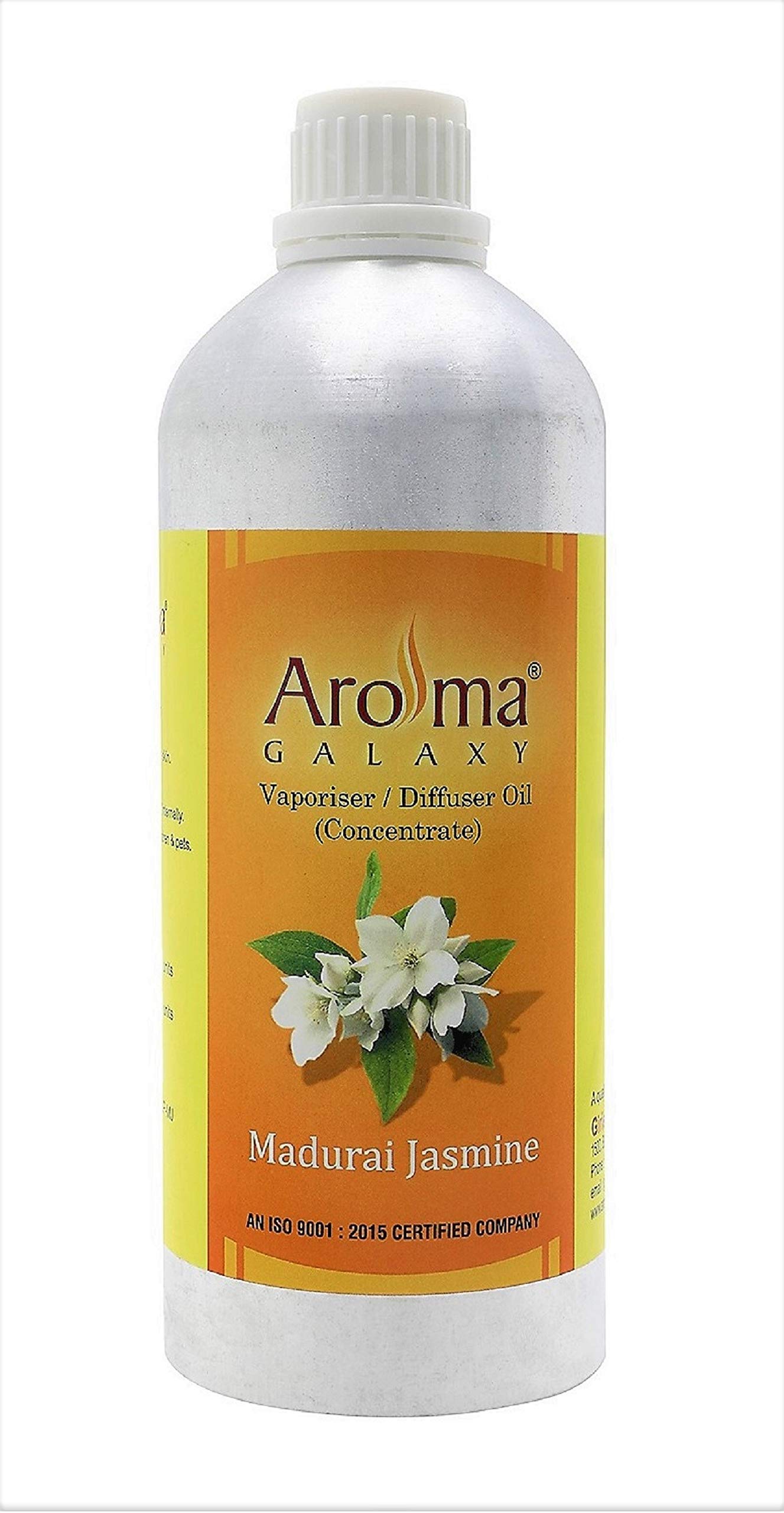 AROMA GALAXY100% Pure & Natural 1 LTR Madurai Jasmine Vaporiser/Diffuser Oil (Concentrated) - Home Fragrance for Calming Effect, Aromatherapy and Spa