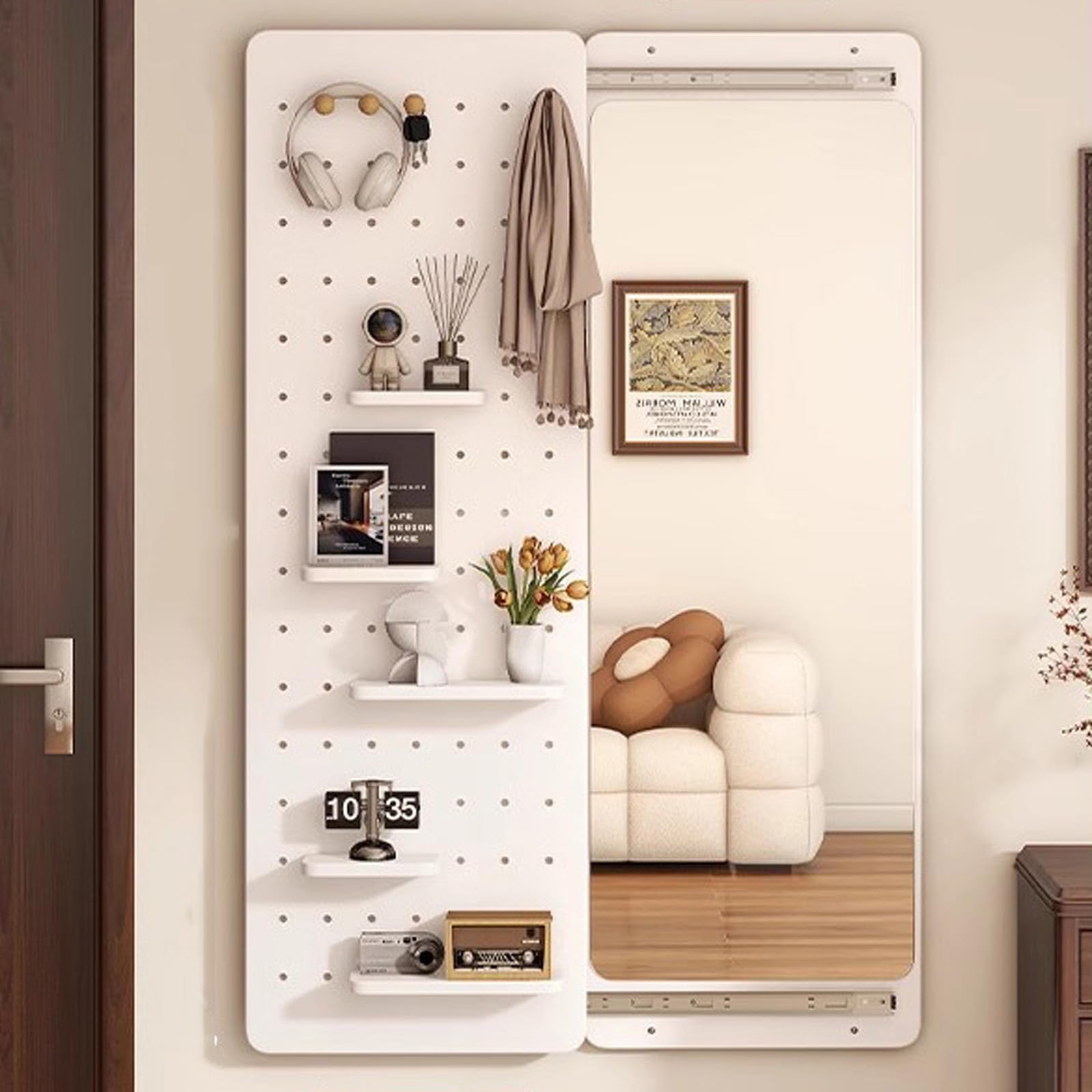 Miroir pleine longueur mural escamotable bois massif miroir coiffeuse coulissant