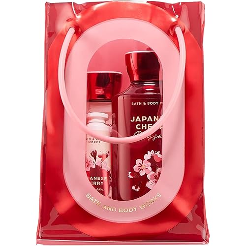 Bath & Body Works Japanese Cherry Blossom Gift Set with Body Wash, Fine Fragrance Mist, Lotion, & Hand Cream – Personal Care Collection for Gifting or Individual Use, Iconic Floral Scent - 1 Pack