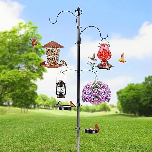 Miniatura 10 de BOLITE Comedero para pájaros de cubierta para barandilla, comedero para pájaros de balcón para exterior, tres bandejas, versión mejorada, color negro