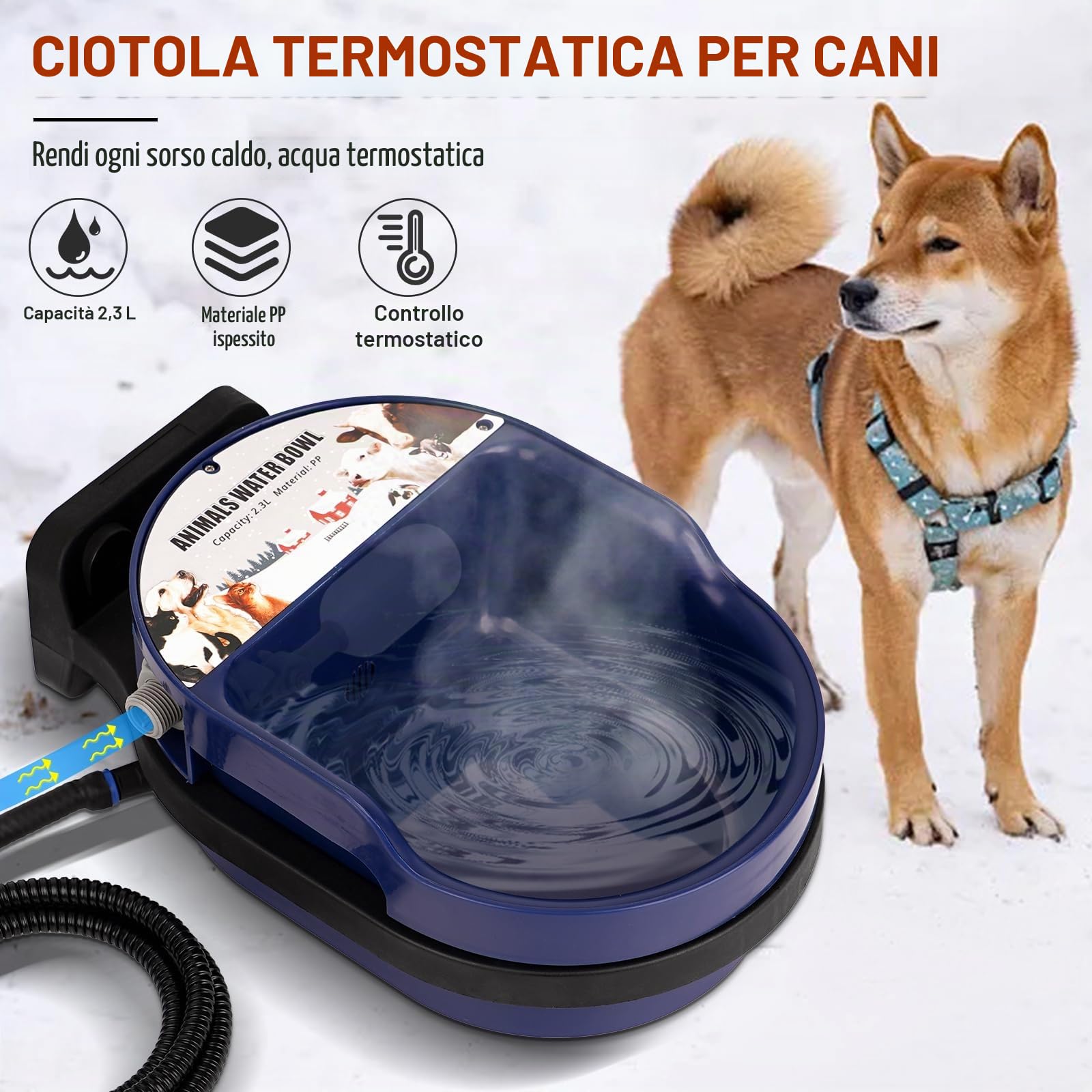 Abbeveratoio Riscaldato Per Cavalli, Abbeveratoio Per Bovini Con Valvola a Galleggiante, Termostato Automatico da 220 Volt, a Prova di Congelamento, Abbeveratoio Riscaldato Per Capre, Bovini e Cani