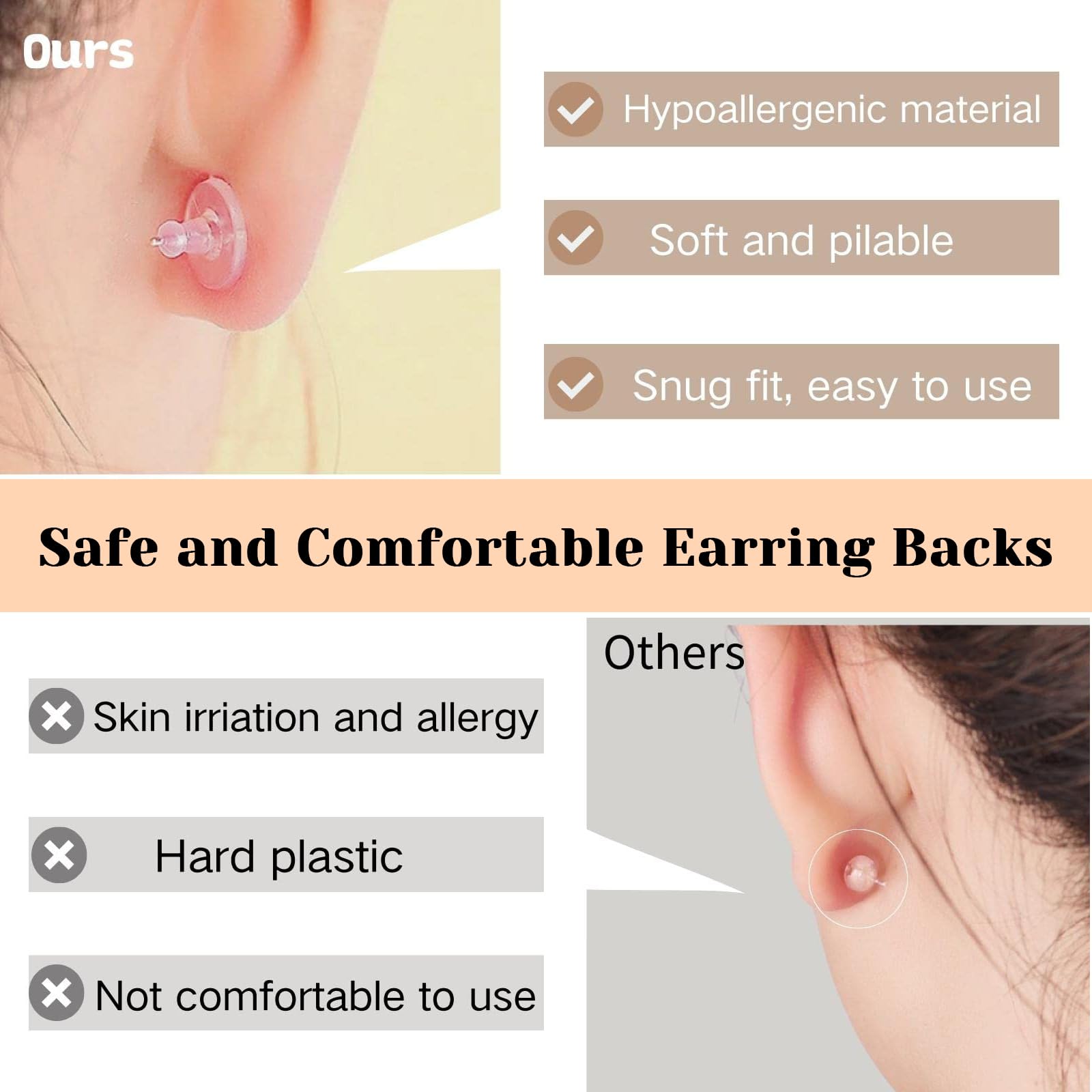 12 Schienali In Silicone Per Orecchini - Ipoallergenici, Trasparenti, Per Orecchini Pendenti - Foto 7