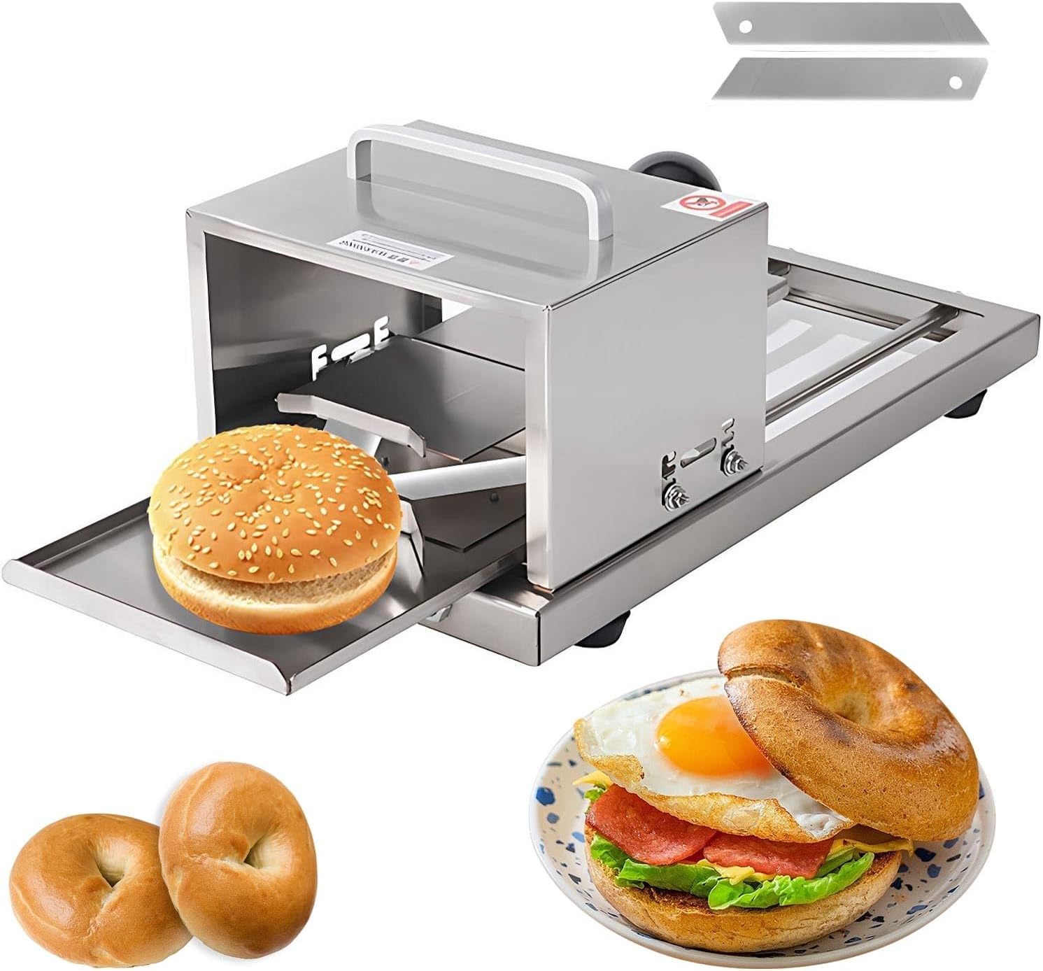 Adjustable Bread Cutter with 4 Thickness – Perfect for Bagels, Hamburger Buns, And Homemade Bread – Compact, Durable, And Comes with 1 Extra Blade