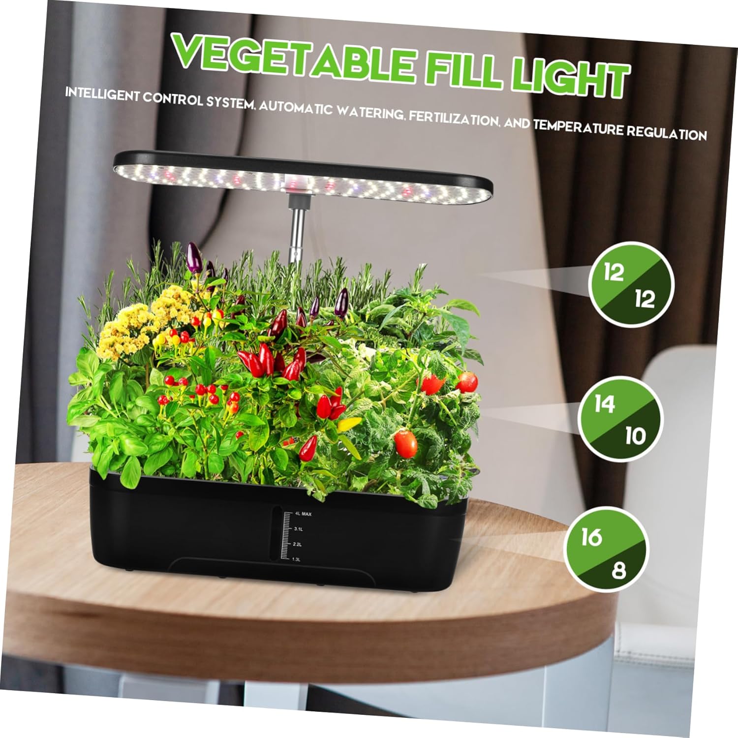 1 Set Hydroponic Plant Growing System Kit Indoor Gardening with Multi Porous Design Abundant Accessories Vegetable Growing Machine US Plug for Home Use