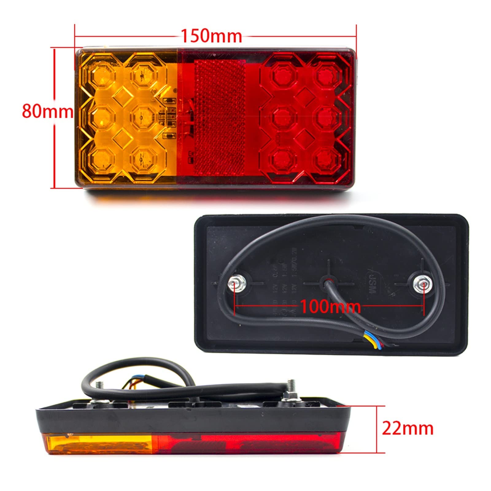 Luces traseras 2 Uds 12V 24V Luz Trasera De Freno De Advertencia Luz De Señal De Giro De Freno Coche Camión Caravana Barco