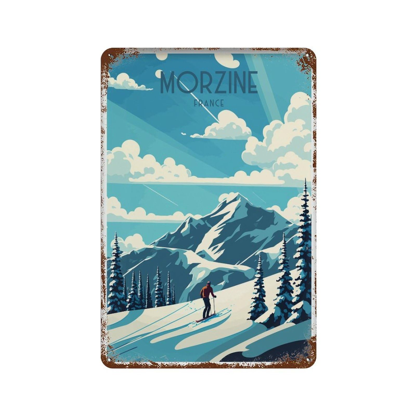 xiaoxiaoshen Morzine France Travel, Ski, Resort Wall Decor Art Metal Tin Poster Modern Home Decor Art Home Bar Shop Decorations Vintage Sign 30x20cm