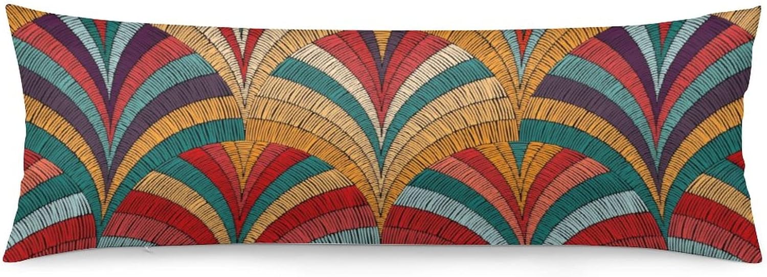 LynaRei Boho Body Pillow Cover with Zipper Colorful Wavy