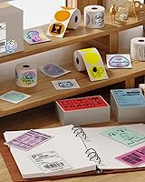 Vista 9 de Memoking Etiqueta térmica circular de 2 pulgadas, etiqueta adhesiva redonda autoadhesiva, etiqueta de impresora térmica directa circular para diseño