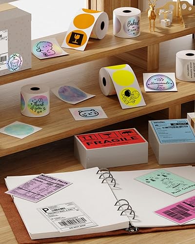 Miniatura 9 de Memoking Etiqueta térmica circular de 2 pulgadas, etiqueta adhesiva redonda autoadhesiva, etiqueta de impresora térmica directa circular para diseño