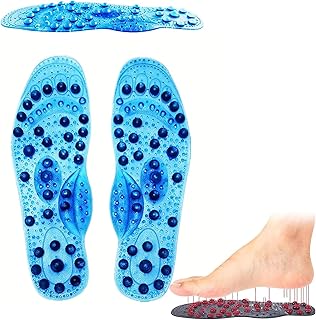Titanvein Far Infrared Tourmaline Acupressure Insoles, Magnetic Acupressure Insoles, Tourmaline Acupressure Reflexology Insole, Insole with 68 Tourmalines for Improve Blood Circulation (Blue,L)