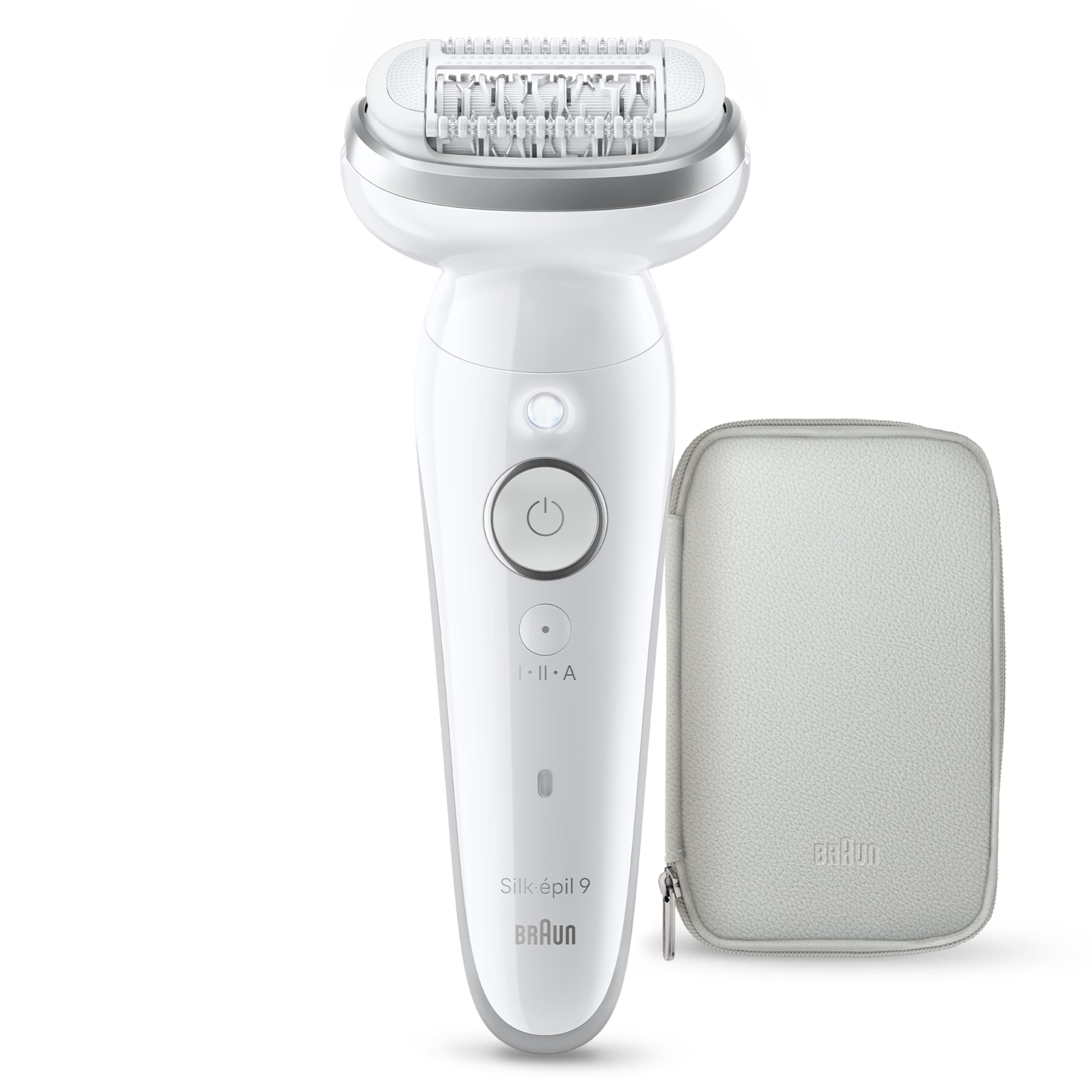 Braun Silk·épil 9, Depilator Z Ruchomą Głowicą Ułatwiającą Usuwanie Włosów, Depilacja Na Mokro i Sucho, Gładka Skóra Na Długo, 9-000, Srebrny