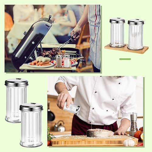 Miniatura 6 de Dispensador de azúcar de vidrio con bandeja de 12 onzas, recipientes de azúcar de estilo retro con tapa de acero inoxidable para cafetería, tarro de