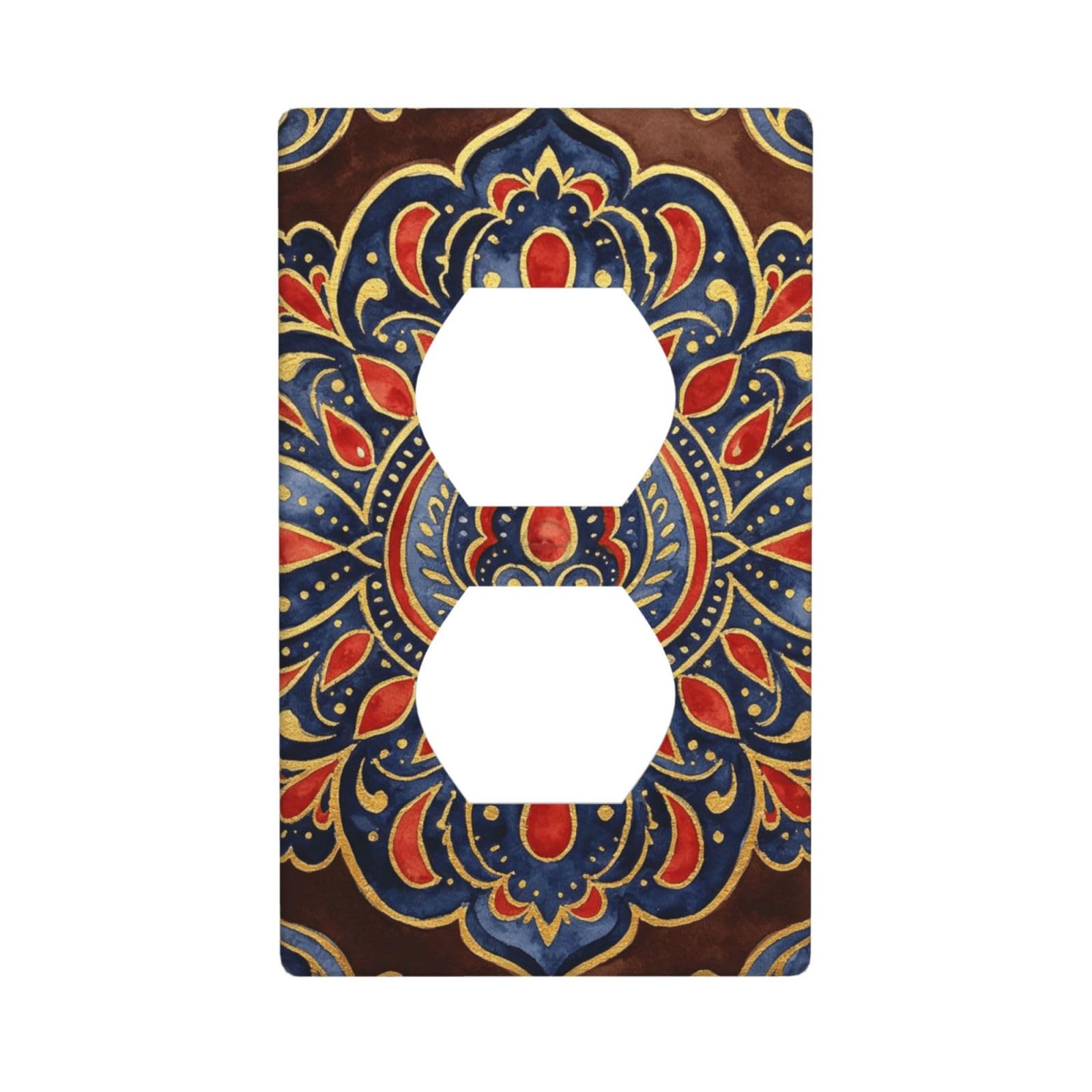 Paisley Blue Gold Decorative Switch Plate Cover-Unbreakable Polycarbonate Wall Plate for Home Office, 1 Gang with Screws