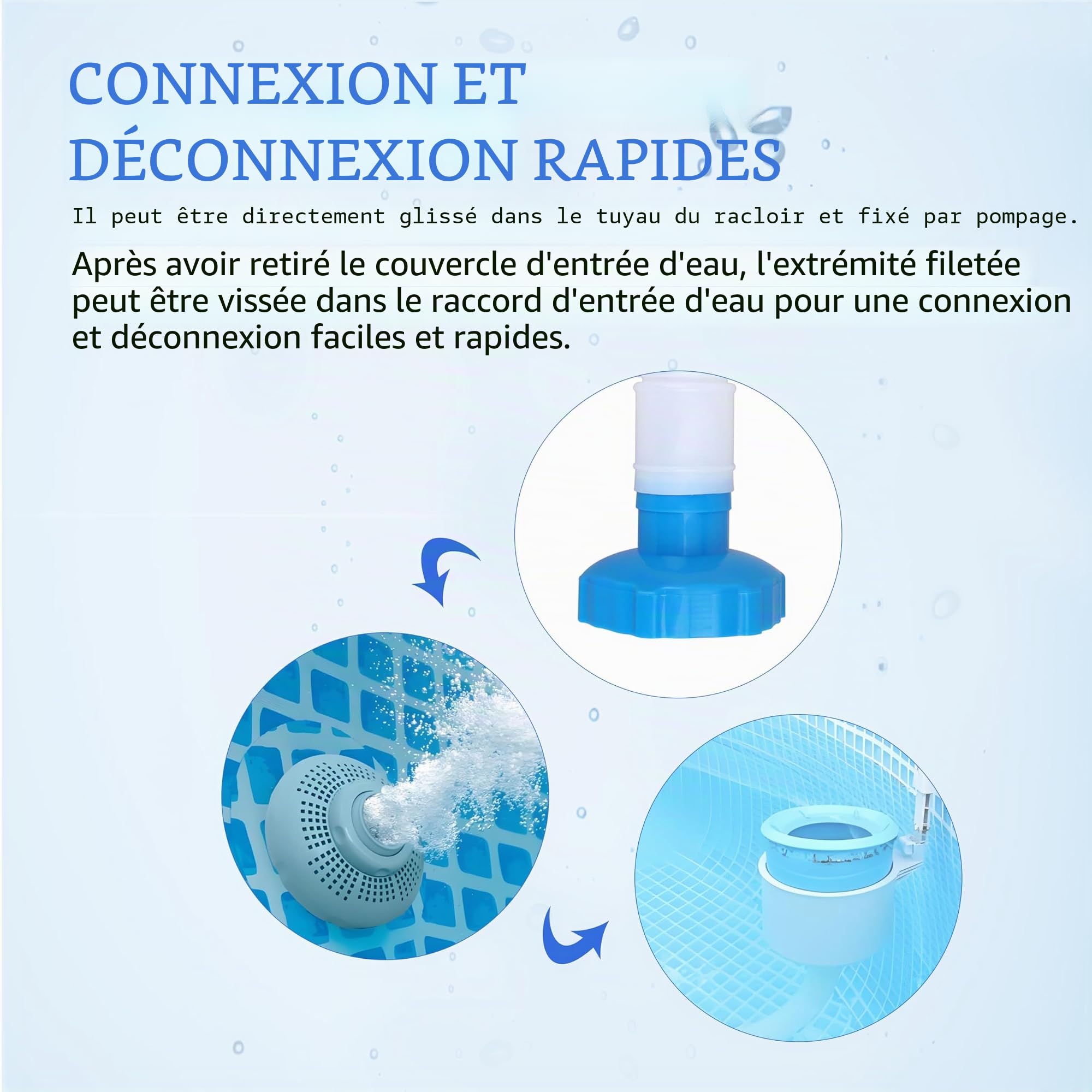 25016 Tuyau de Skimmer de Piscine avec Adaptateur, Tuyau de Remplacement pour Piscine, Tuyaus de Skimmer et Adaptateur B, Kit d’Accessoires pour Piscines Hors Sol pours Pompe de Filtre