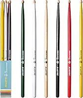 6 bastões/3 pares de baquetas 5A (cor sortida), baquetas clássicas de 5A, baquetas de nogueira com pontas de bolota, para bateria acústica ou eletrônica, baqueta Bluefire, peso correspondente.