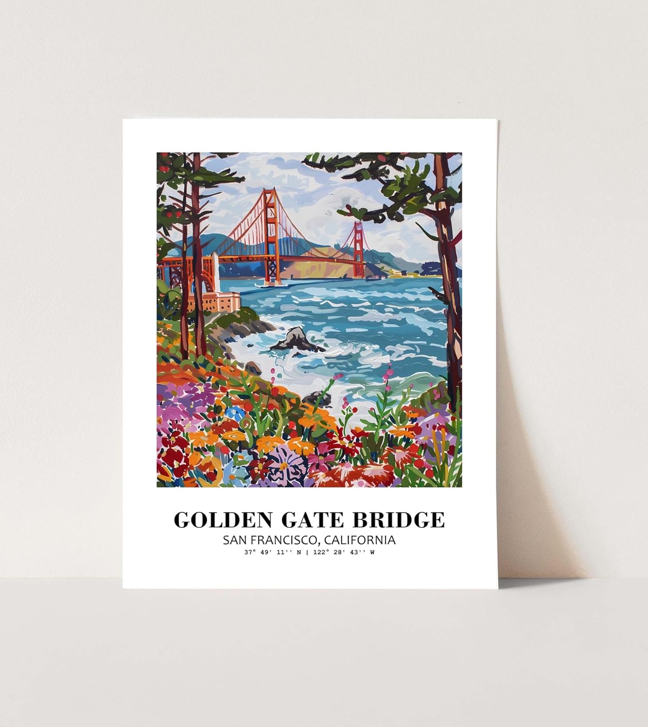 Eleville 11X14 Unframed Golden Gate Bridge San Francisco California World Tour Travel Family Vacation Art Print Poster Wall Office Home Decor mgn014