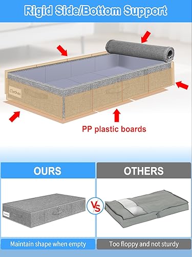 Miniatura 4 de Almacenamiento debajo de la cama, paquete de 2 bolsas de almacenamiento debajo de la cama con tapa, organizador plegable y resistente de