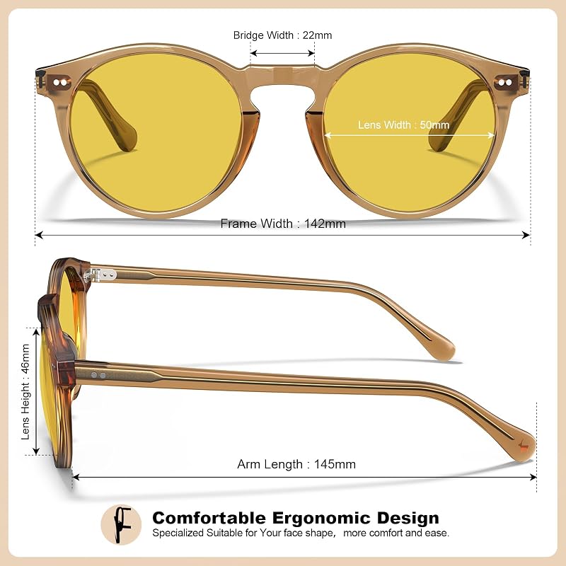 CARFIA Éjszakai Vezetési Szemüveg Kerek Anti-Glare Napszemüveg Autózáshoz Kerékpározáshoz