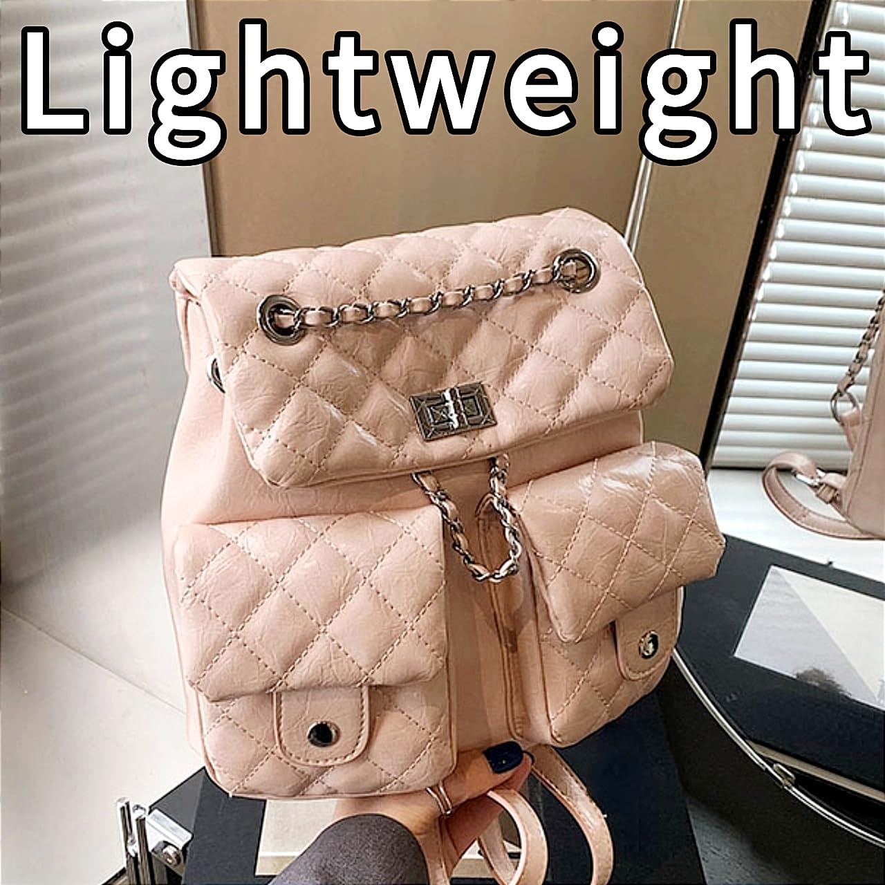 Cute Quilted BackPack for Women Small Vintage Travel Purse Boho Shoulder Handbags with Pockets Chain and Zipper