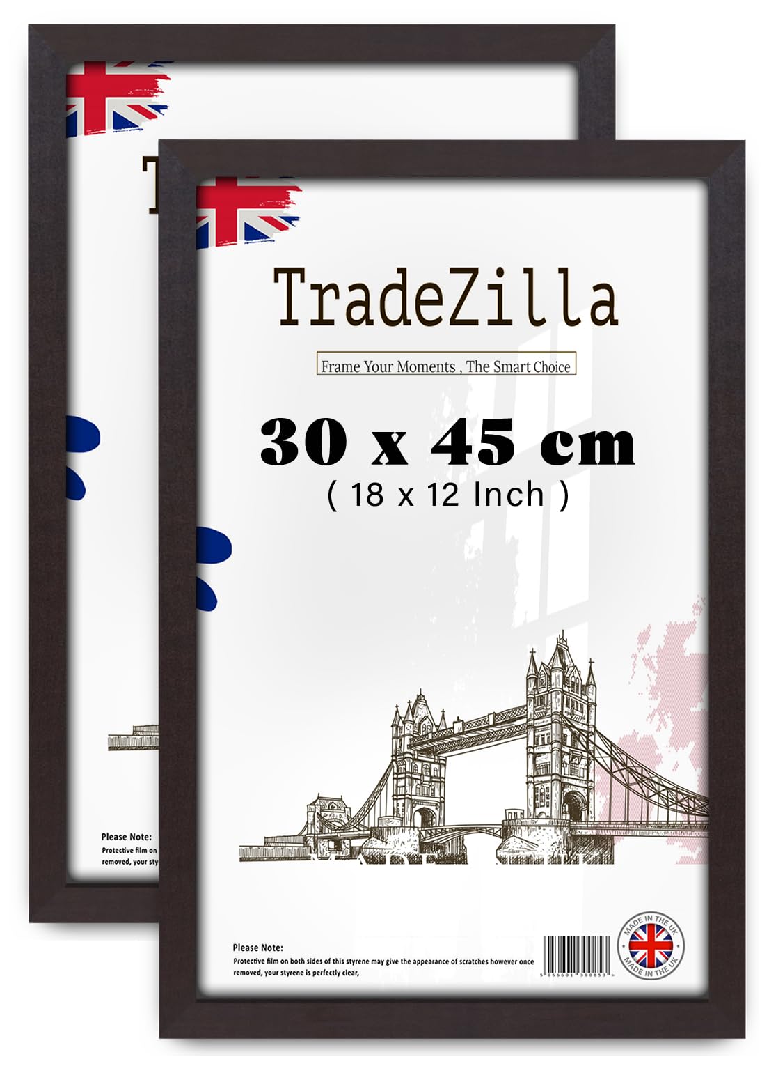 TradeZilla pack of 2 MDF Wood Picture Frame (30 x 45 CM) Perfect Wall Décor & Portrait Display, MDF Wood Finish, Ideal for Certificates & Prints [ Mahogany ]